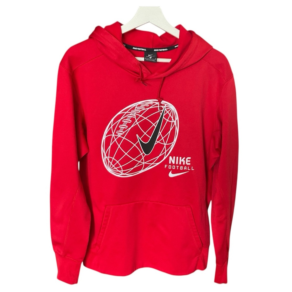 Nike Men's Red Hoodie with Football Design